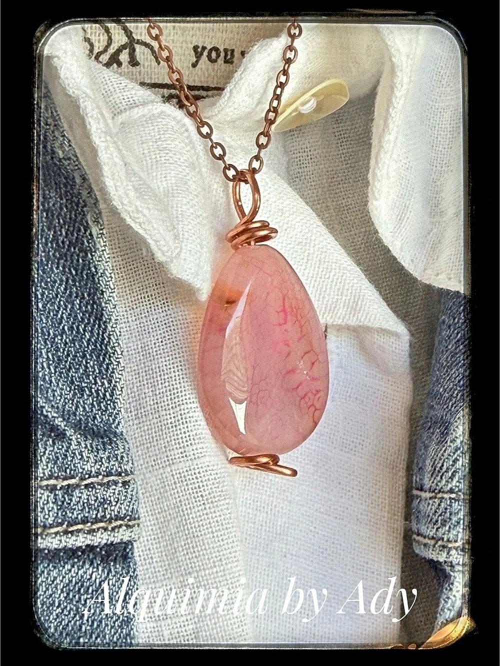 Statement Pink agate Pendant Necklace